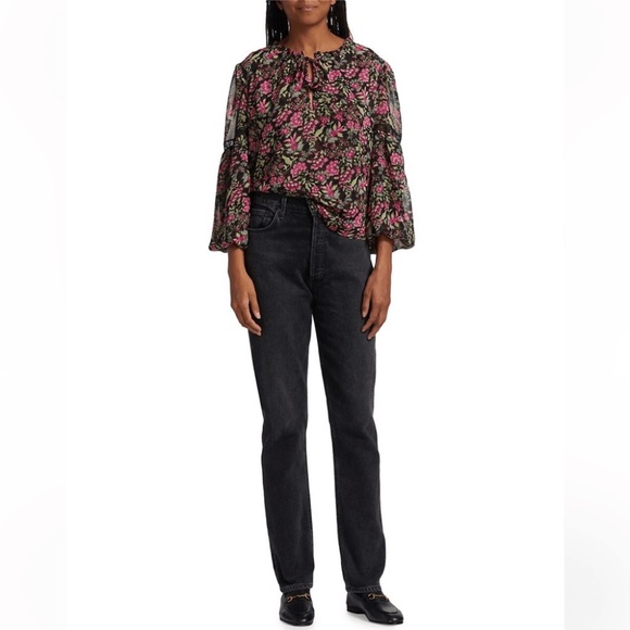 MISA Los Angeles Floral Flowy Flare Sleeve Blouse - Picture 3 of 13